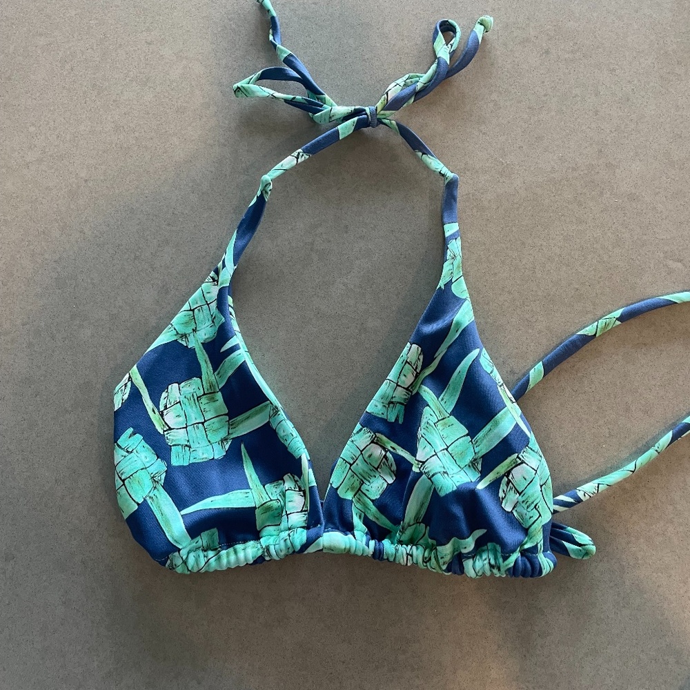 Blue and Green Triangle Swim Suit Top - Size S